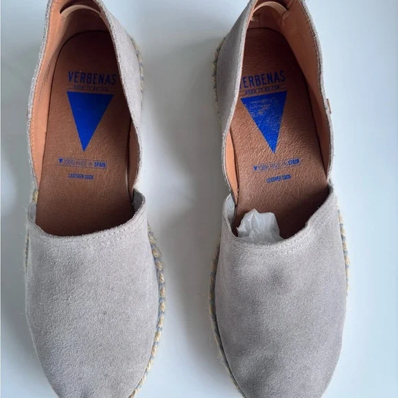 Verbenas Carmen Serraje Piedra Suede Espadrille Flat Shoes Size 41/ US 10.5/11 - Picture 4 of 16
